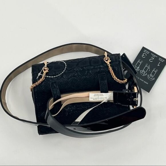 INC black snake embossed faux leather convertible bag belt - Picture 4 of 10